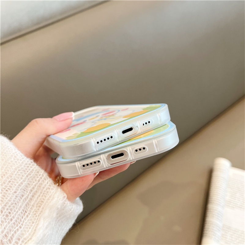 Soft Case Silikon Motif Bebek Beruang Putih Untuk Compatible for iPhone 14 13 12 11 Pro Max X Xr Xs Max iPhone 8 7 6 6s Plus SE 2020 White Duck Phone Case Bear Frame Full Cover Soft Silicone Shockproof Phone Protective Cover