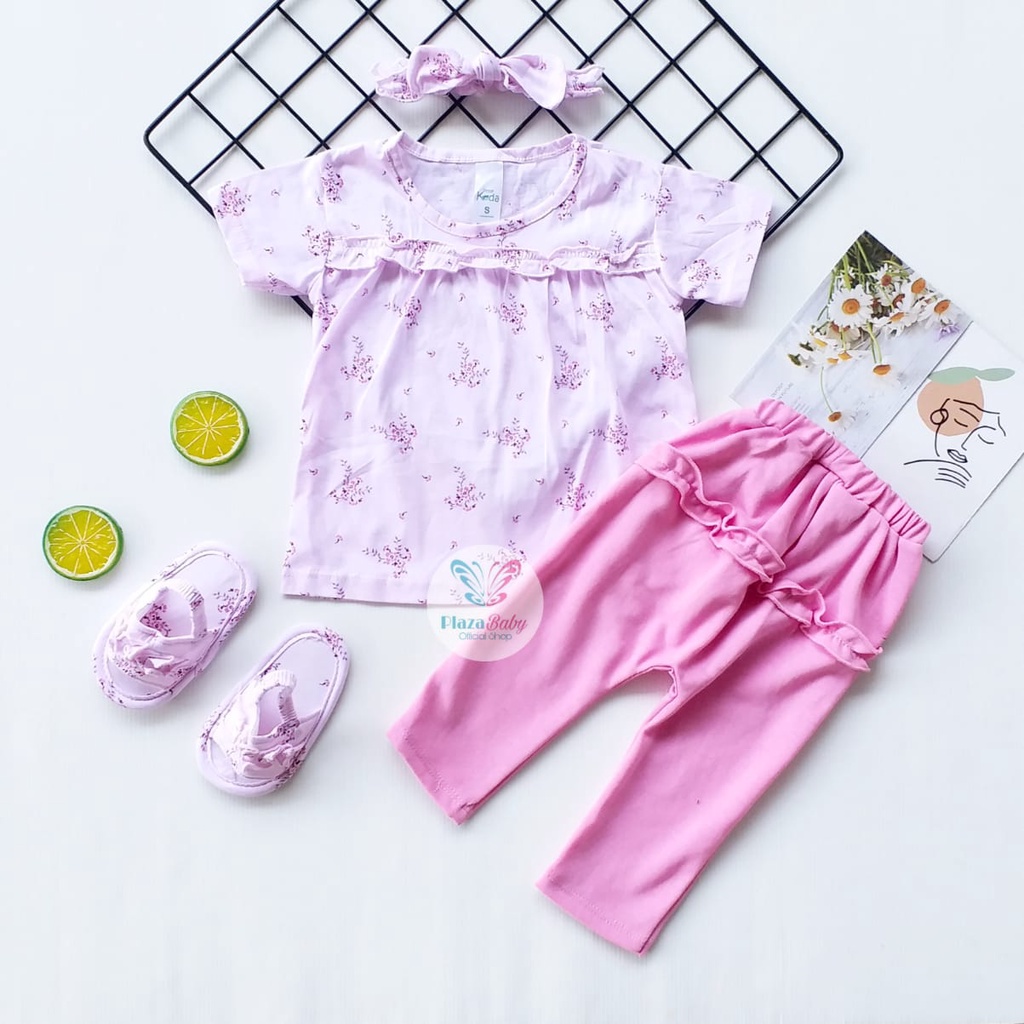 Plazababyku MX TRUE SET SANDAL setelan bayi motif bunga yang lucu free headband + sandal PART5