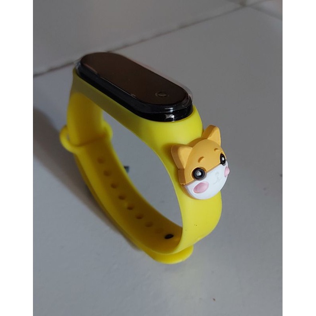 Jam tangan anak LED Display TAHAN AIR  elektronik arloji motif karakter kartun bahan rubber silikon-Yellow cat