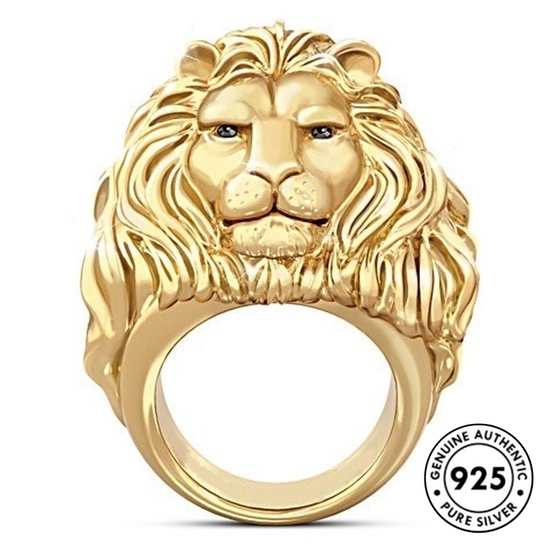 Cincin Lapis Silver S925 Desain Singa Untuk Pria