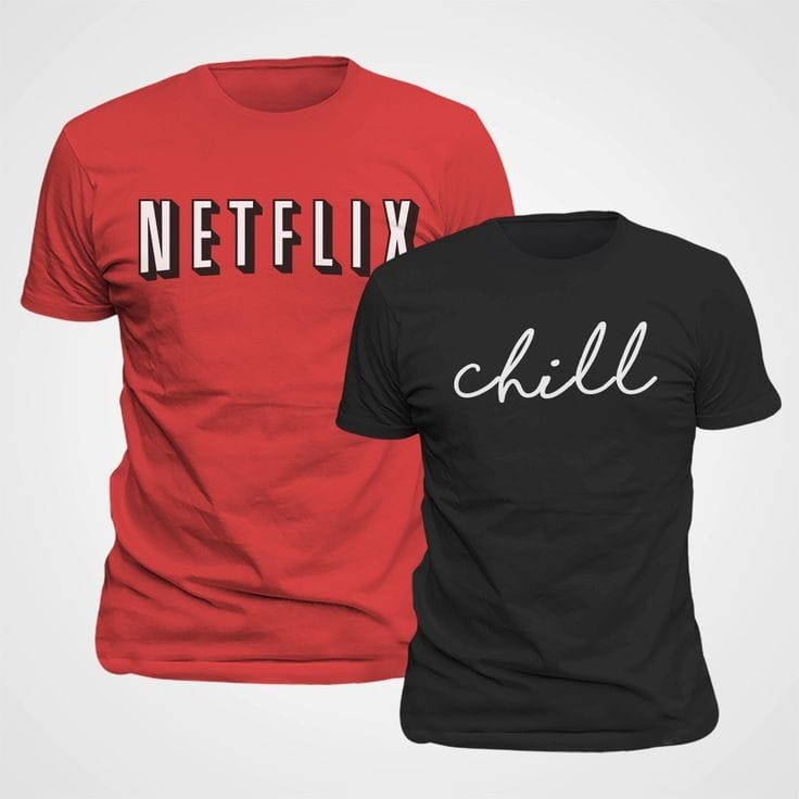 MYSTIQUE.ID-BAJU KAOS COUPLE NETFLIX&amp;CHILL T-SHIRT LUCU DAN AESTHETIC