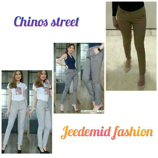 Celana chinos wanita  bahan street / celana kantor standar dan jumbo kode E