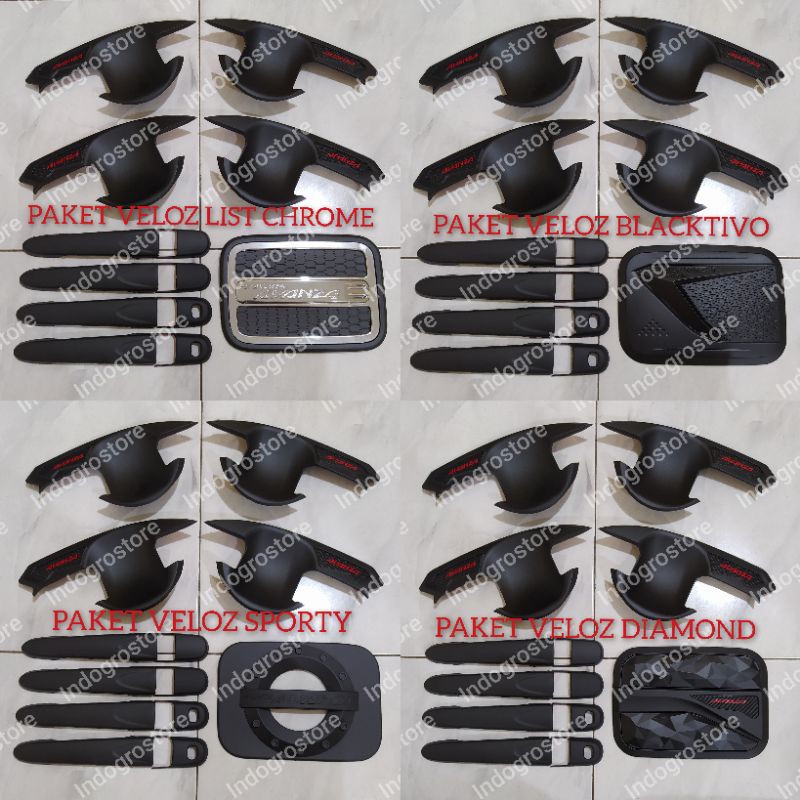PAKET HANDLE COVER TANKI &amp; OUTER HITAM DOFF KEYLESS MOBIL NEW TOYOTA VELOZ 2019-2021