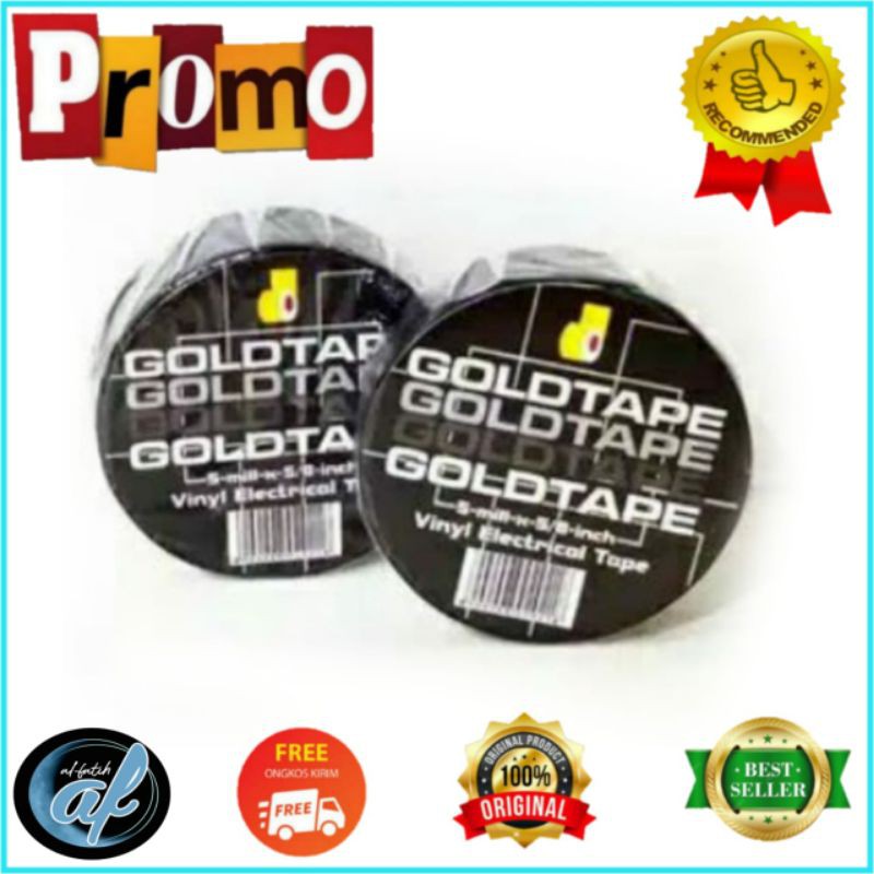 

10 PCS GOLD TAPE SELOTIP / SOLATIP HITAM ISOLASI / SOLASI HITAMURAH