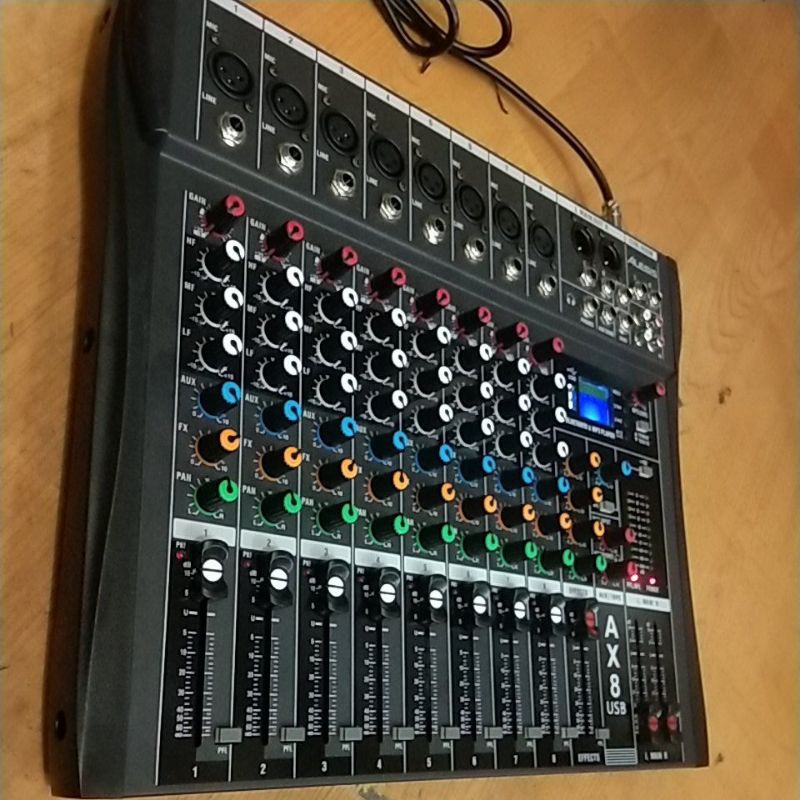 audio mixer  microverb ax8n ( 8 channel full )usb-mp3-bluetooth