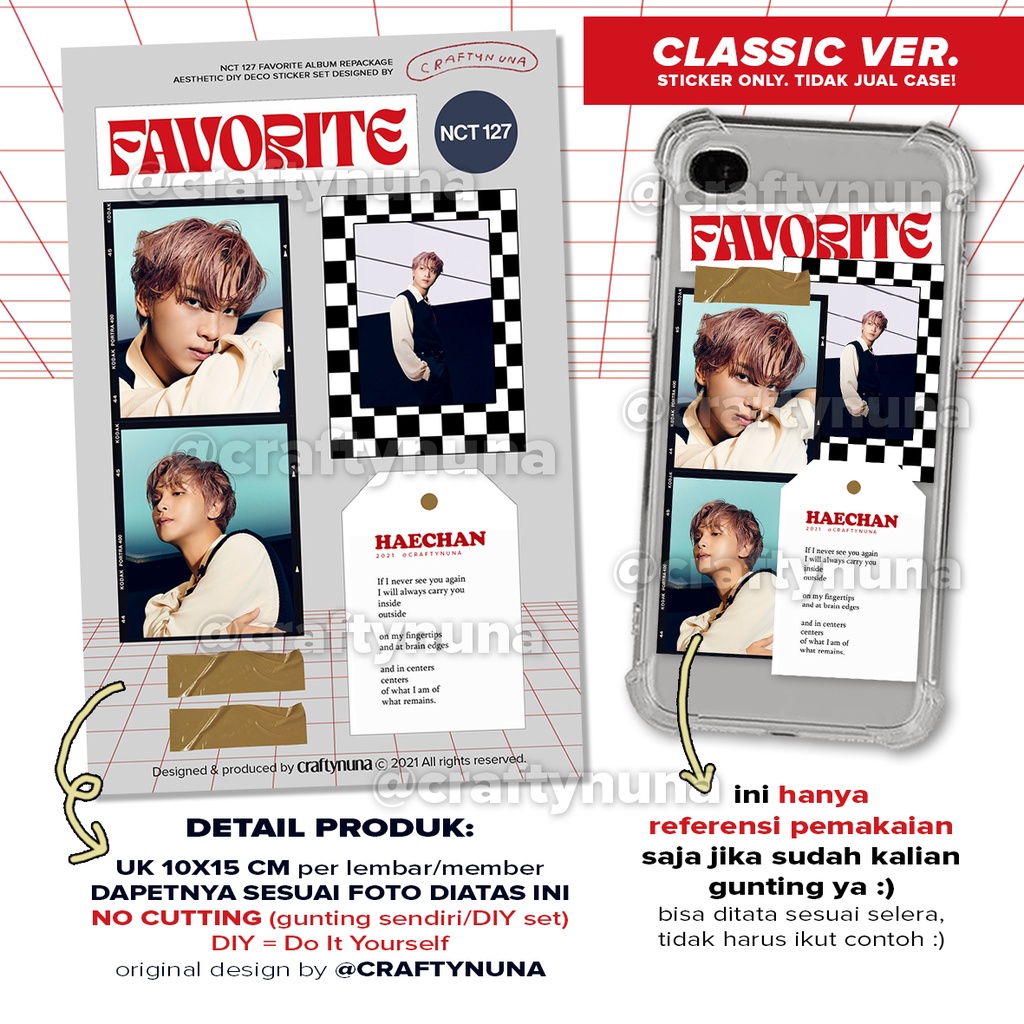 (NC-023) NCT 127 FAVORITE Aesthetic Sticker set Classic &amp; Catharsis ver stiker collectibles case hp album repackage deco estetik bucin kpop fanmade