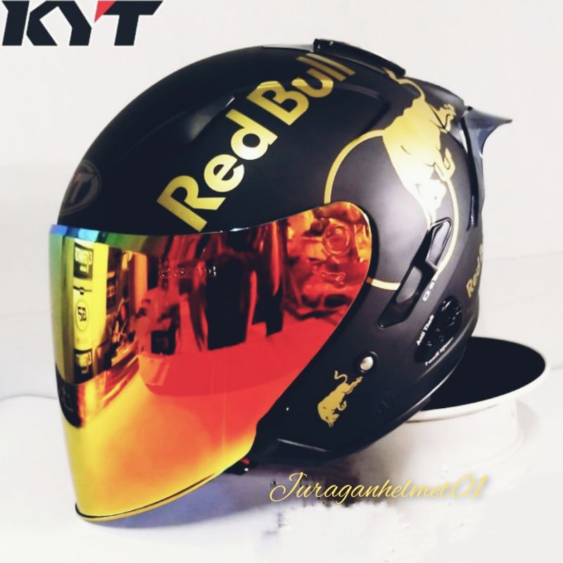 helm half face kyt galaxy solid paket ganteng red bull