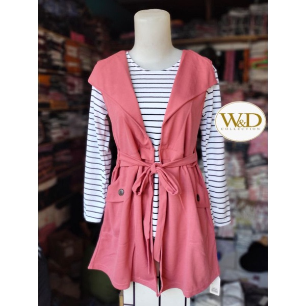 Blouse Baju Atasan Wanita Murah Cardigan kombinasi Salur Model Korean Style 2 lapis