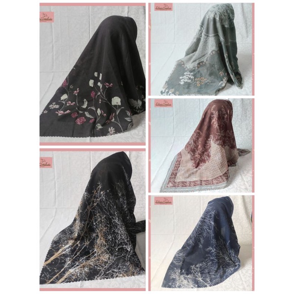 Jilbab segiempat DENAY original hijab segi empat motif bunga Voal premium lasercut terbaru II