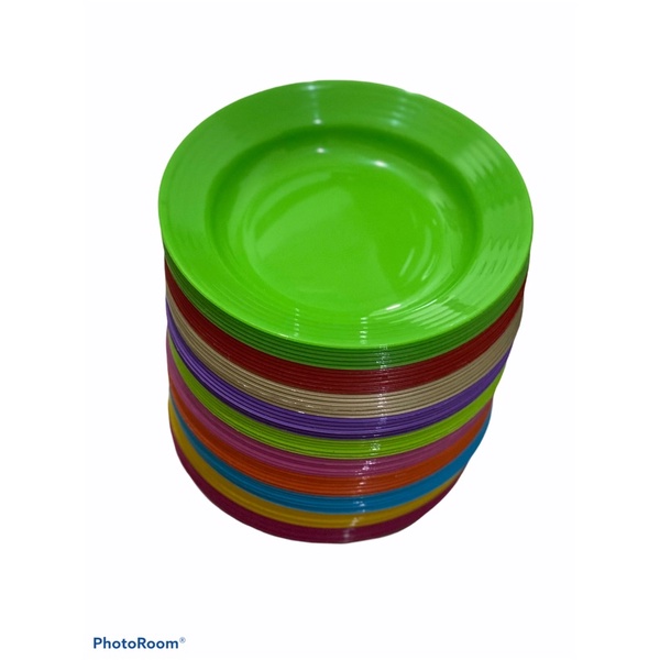 Piring Makan Bulat Plastik 9inch ( Grosir ) Terlaris Termurah Berkualitas ( lusinan ) atau ( 1/2 lusin ) clarissss-Ramdom isi 6pcs