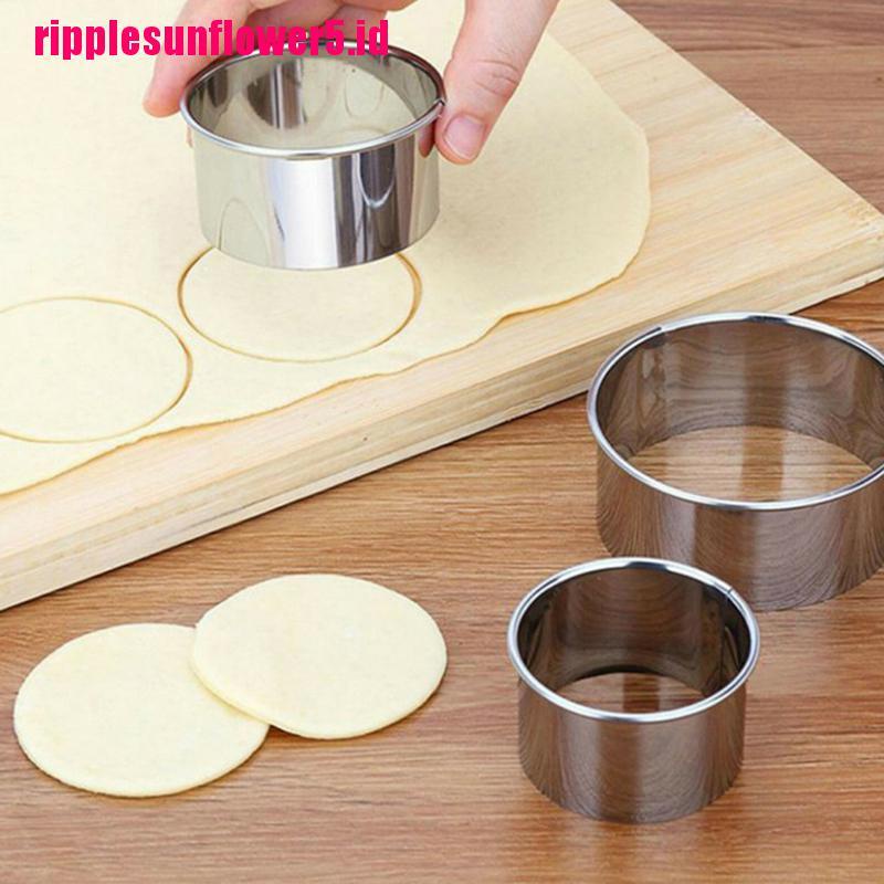 5 Set Cetakan Adonan Kue Cookie Bentuk Bundar Bahan Stainless Steel