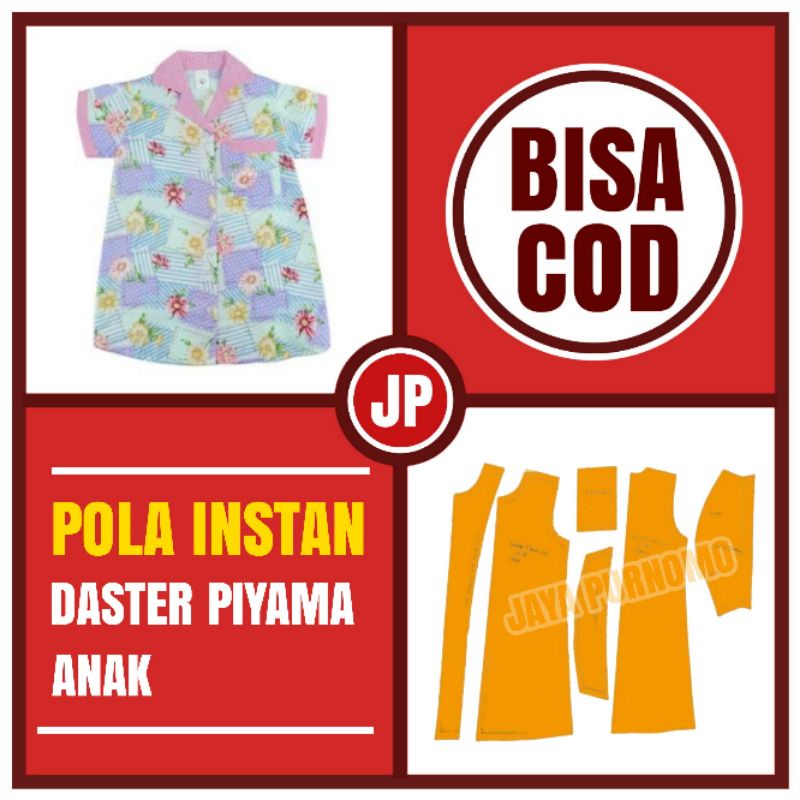 Pola baju Instan Daster Piyama Anak- pola jiplak - pola sdh di potong sdh ada kampuhnya jd tinggal p