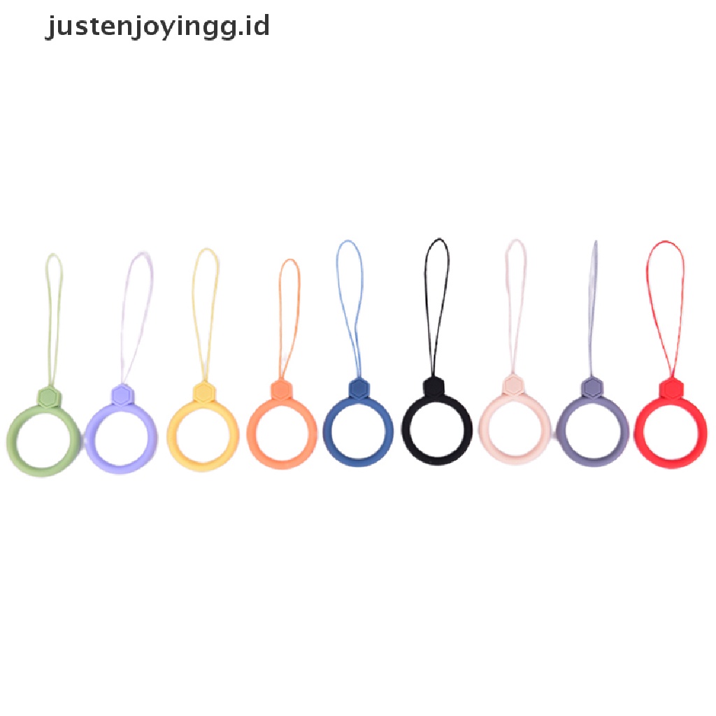 // justenjoyingg.id // Finger Ring Anti-lost Universal Phone Short Lanyard Silicone Pendant Ring Strap ~