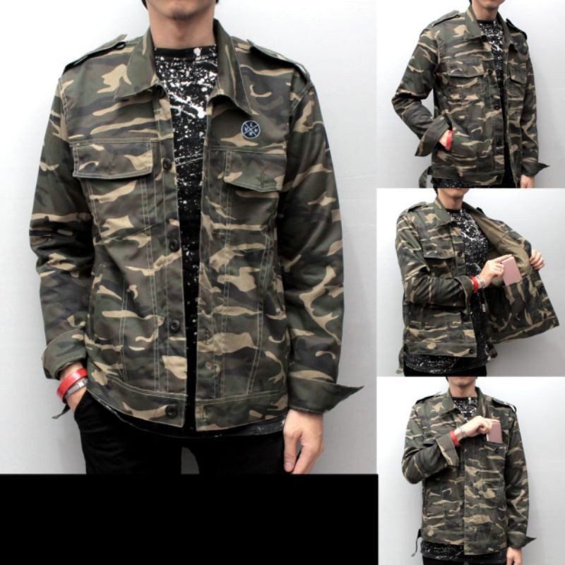 Jaket Pria Army Loreng Premium VLKR - Jaket Army Loreng Unisex - Jaket Parka Camo - Jaket Camo