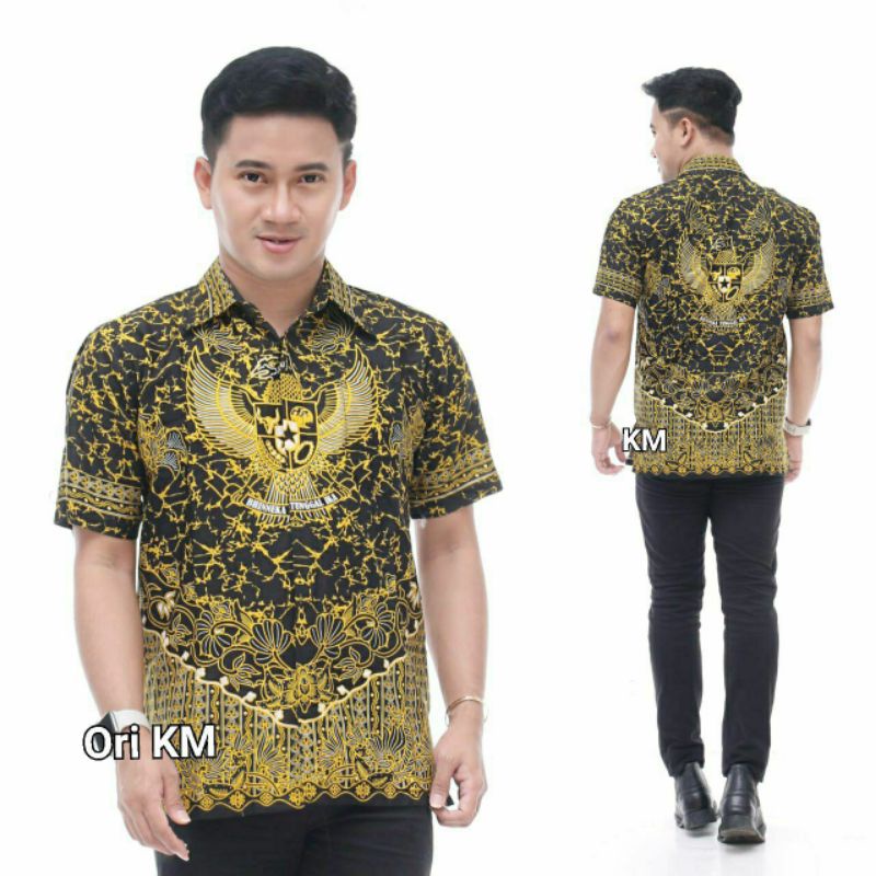 Kemeja Batik Pria Lengan Pendek Motif Garuda Size M, L, XL, XL ( ORIGINAL )