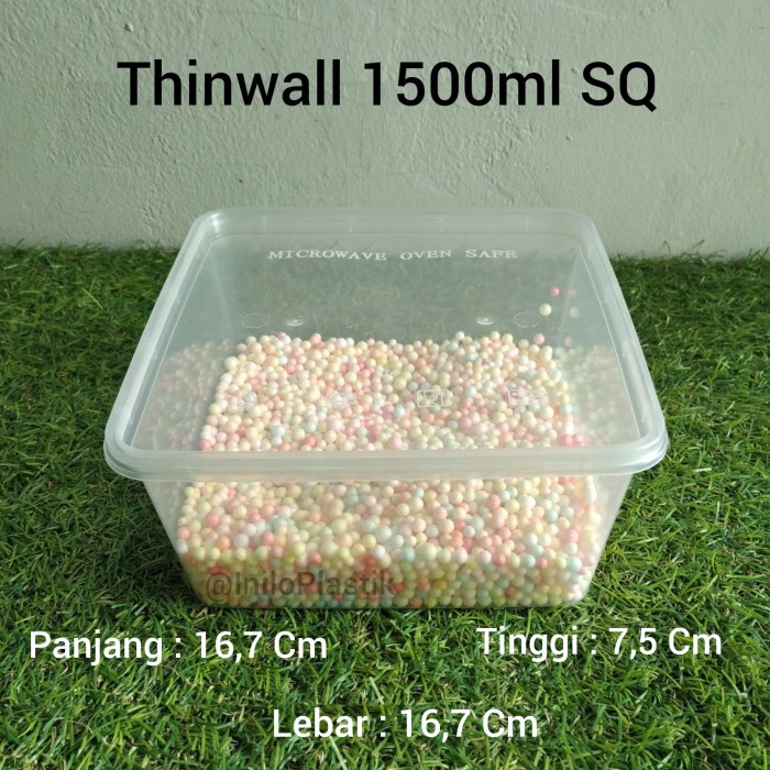 Produk Terbaru 1Thinwal Dm 1500Ml Sq / Thinwall Kotak Plastik 1500 Ml @1Pack