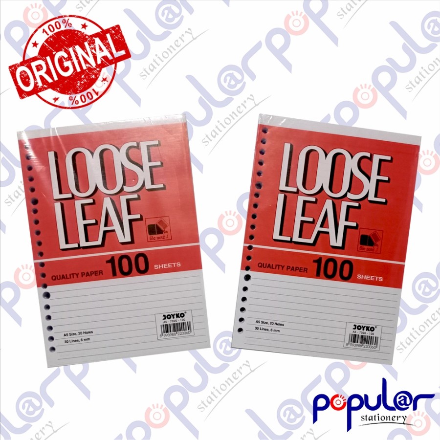 

Kertas Loose Leaf Isi Binder Joyko A5 Bergaris (100 Lembar)