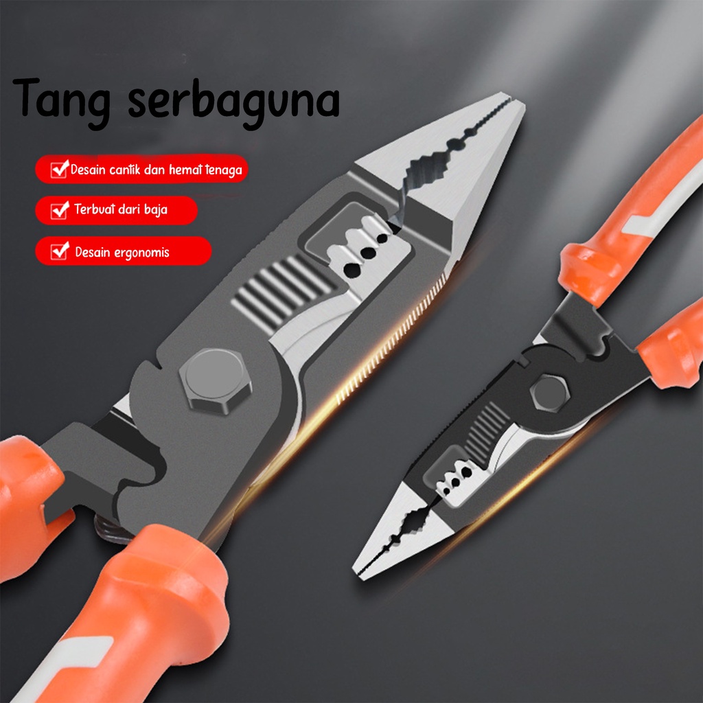 Stripping Cutter Clamp Tang Pemotong Kabel Listrik Multifungsi 9 in 1 Model Hidung Panjang