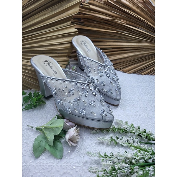 sepatu wedding Marisa silver 9cm tahu