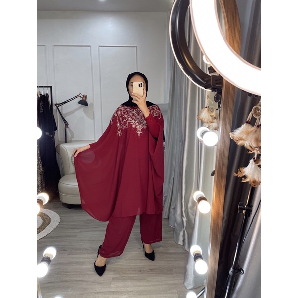 ONE SET GAMIS WANITA TERBARU - GAMIS KALONG KAFTAN (KAFTAN + INNER + PANTS)