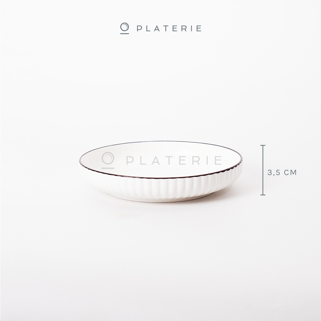 Platerie Piring Porcelain Embossed Plate 7/8 Inch Textured White-4