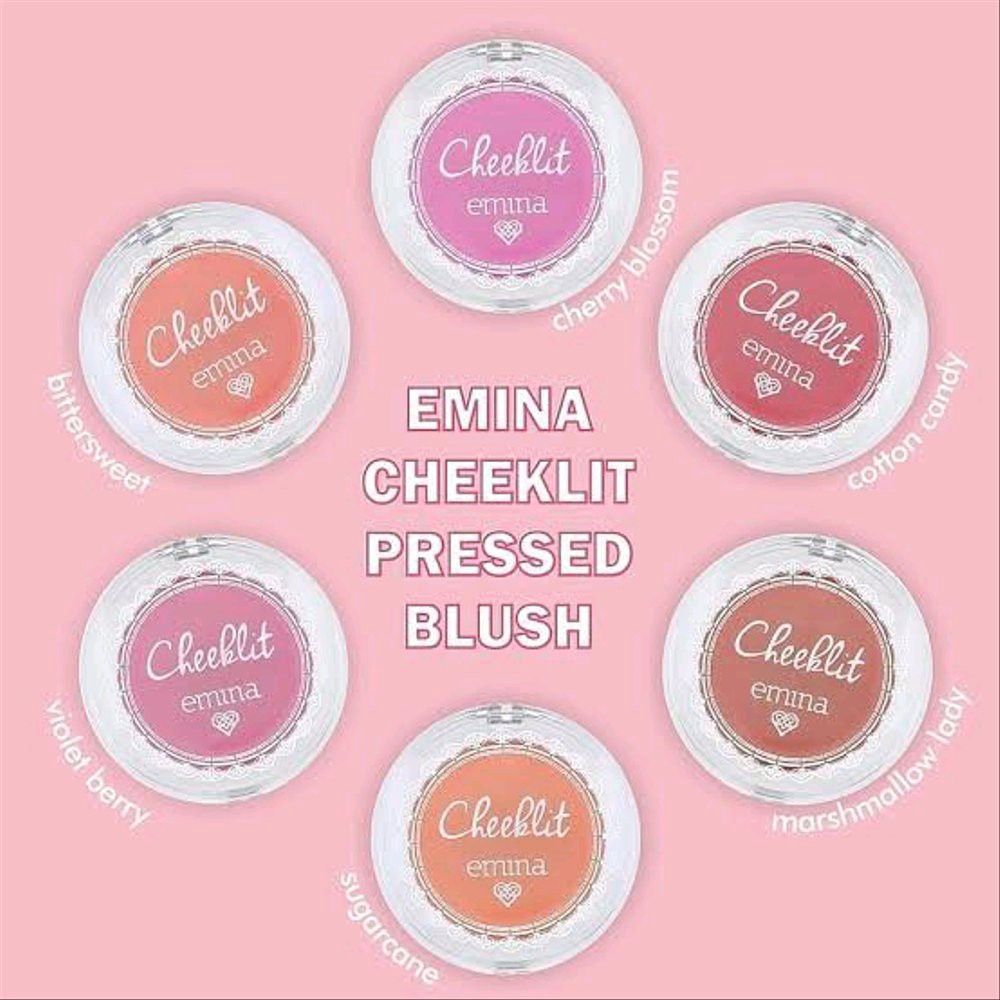 EMINA Cheek Lit Pressed Blush On, Cream, Blush Stick, Highlighter Powder BPOM Cheeklit (Valensia)
