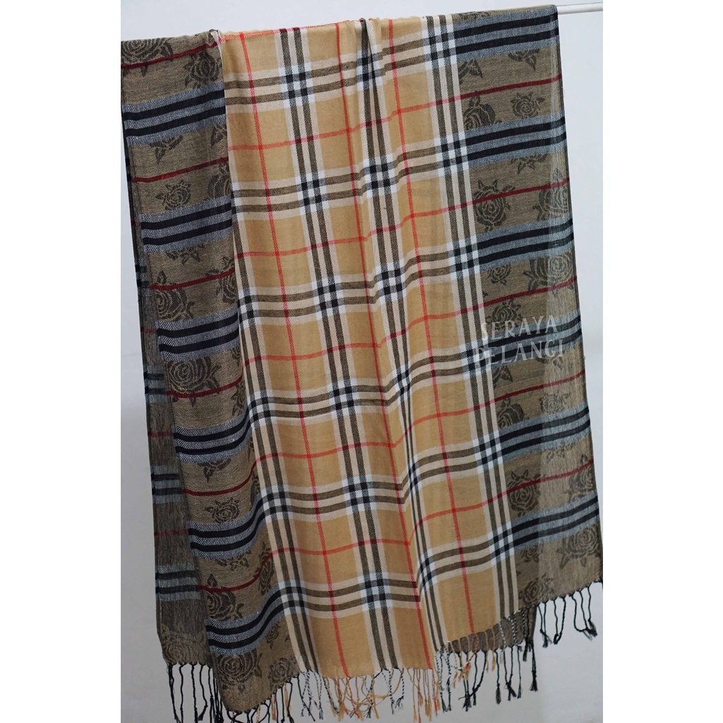 Pashmina Motif Kotak 06 | Plaid | Selendang | Scarf | Syal | Shawl | Pasmina Kashmir | Souvenir | Hadiah Ulang Tahun | Birthday Gift | Aksesoris Fashion Wanita Pria | Import Quality | Grosir Murah | Luxury Scarf