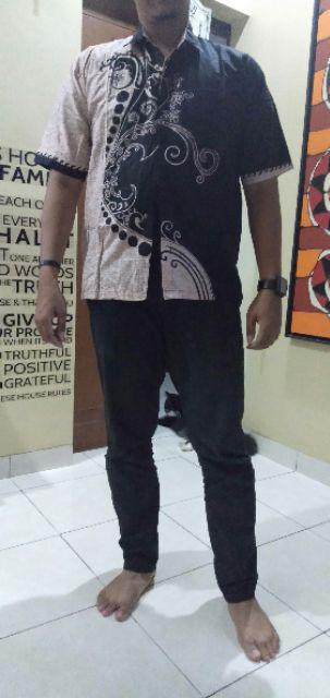 Risna Batik Hrb26 Kenongo Kemeja Hem Pendek Padi Pekalongan M L Xl Murah Keren Batik Pria Wajik Biru