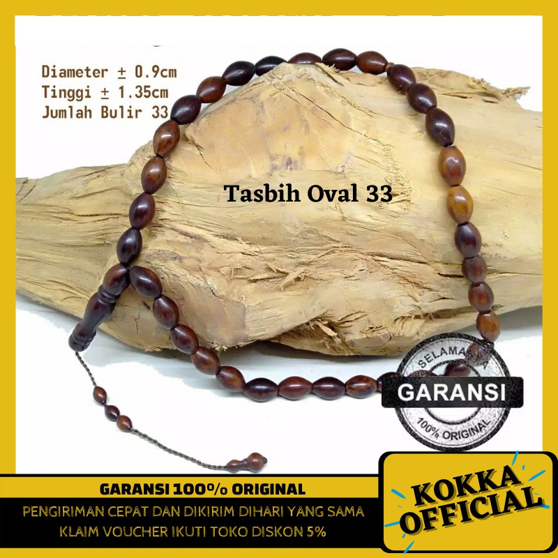 (COD) Tasbih Kayu Kaukah Oval 33 Butir Asli Tasbeh Kaokah Kokkah Koka Kauka Kaoka By Kokka Official