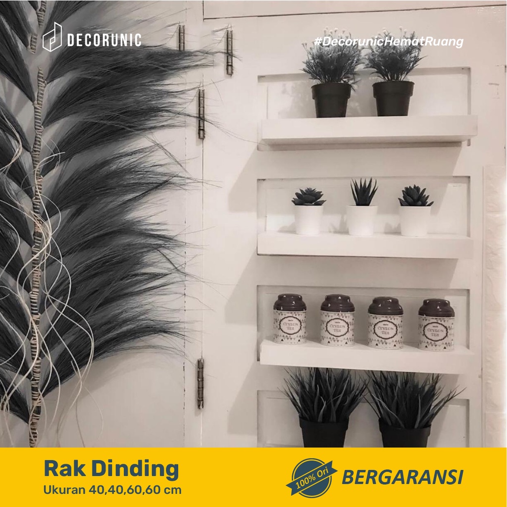 Decorunic Paket 2IN1 Laci Tv Tempel Dinding dan Rak Dinding Ukuran 40,40,60,60 cm Minimalis