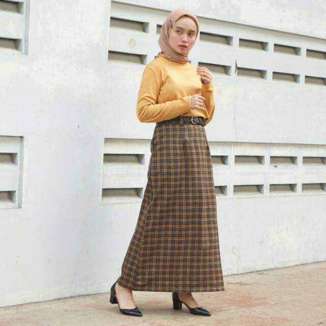 TARTAN SKIRT BROWN