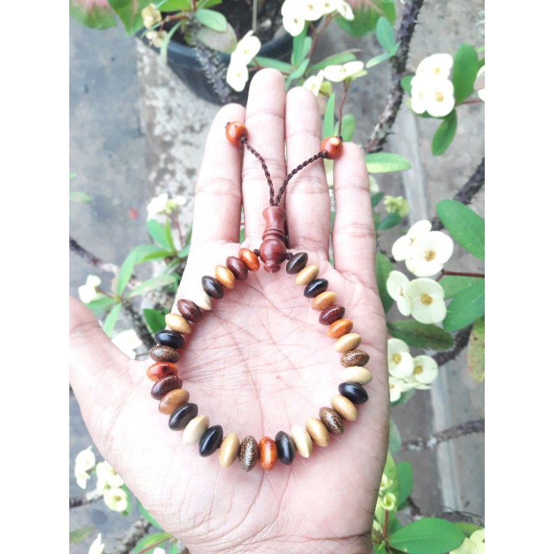 gelang / tasbih kombinasi kayu bertuah  tasbih isi 33 butir