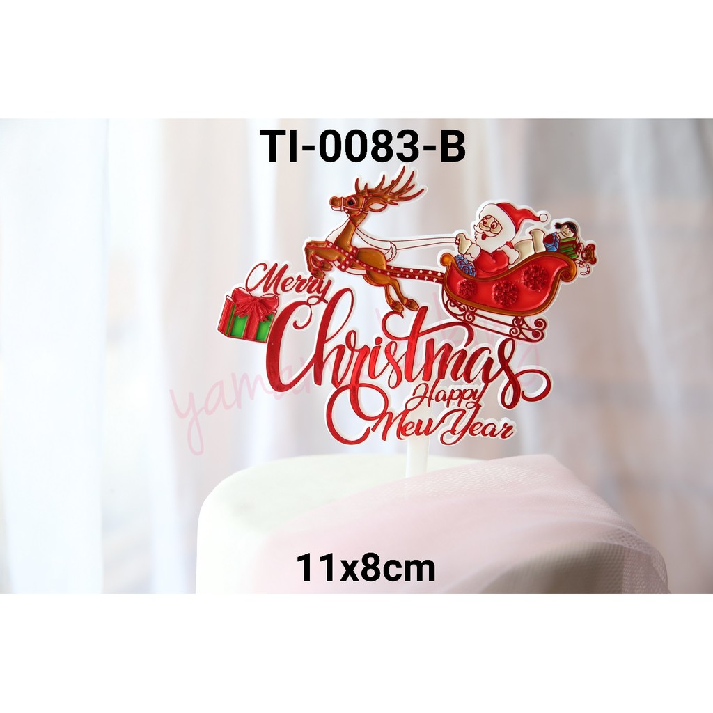 Image of GR-TI-0083 Cake topper tulisan merry christmas happy new year natal #2