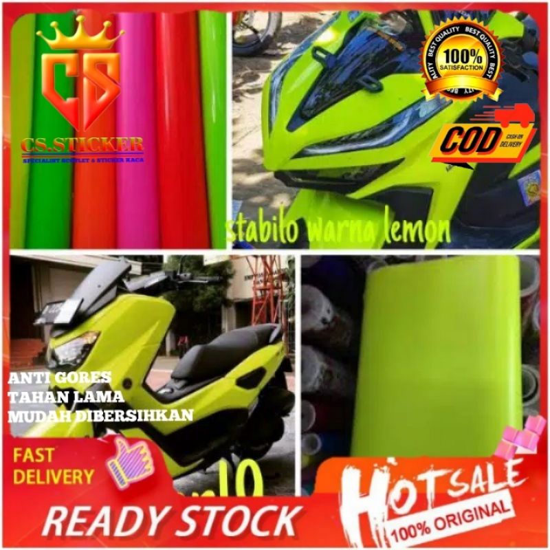 STICKER STIKER SCOTLIT SKOTLET STABILO KUNING SEKOTLET MOTOR STABILO KUNING LEMON BIRU DOP BIRU GLOS