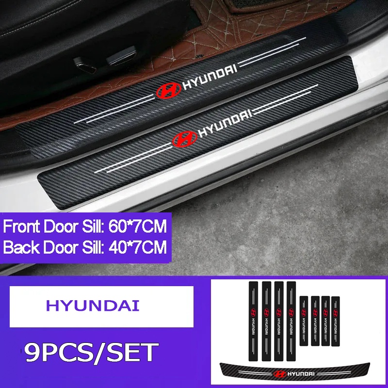 HYUNDAI 1 Set Stiker Pintu Bagasi Bahan Kulit Serat Karbon Tebal Untuk Accent I10 i20 Elantra Sonata IX35 Tucson