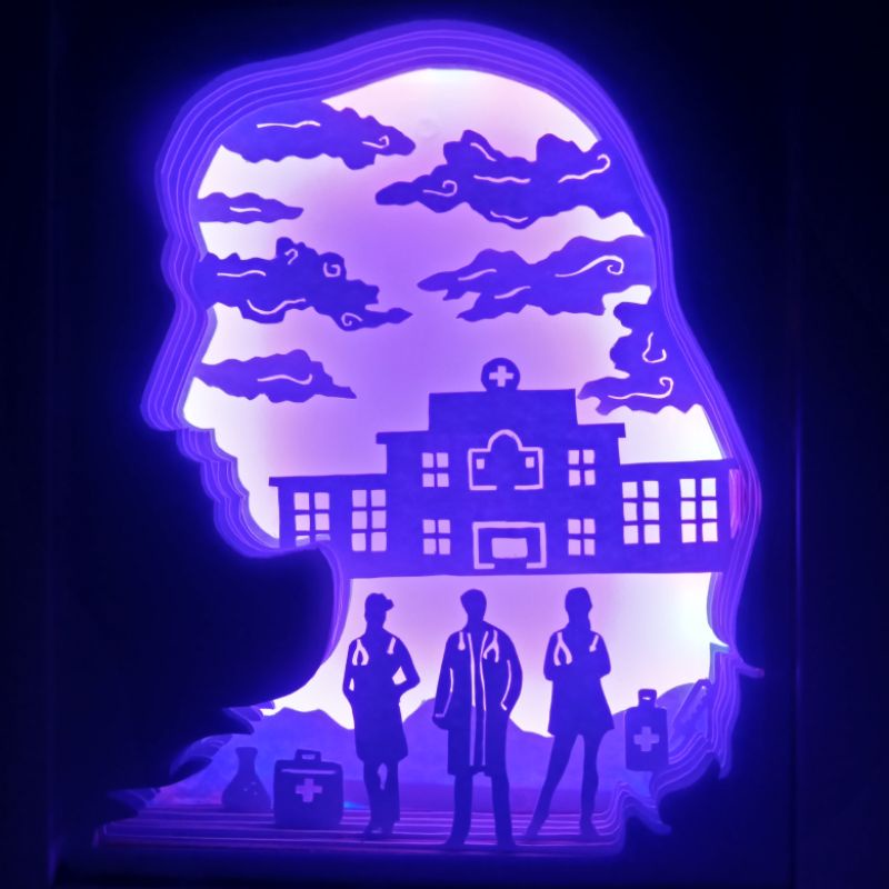 3D Paper cut light box / Paperlight box / lampu hias ukuran 25 cm × 20 cm