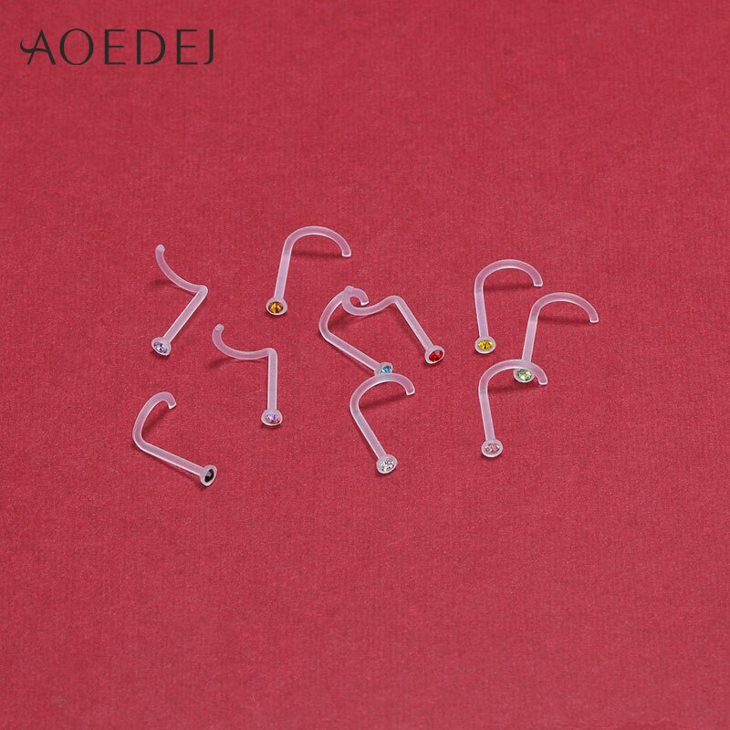 10pcs Anting Tindik Telinga / Hidung / Tubuh Bentuk Barbel Bahan Akrilik Transparan