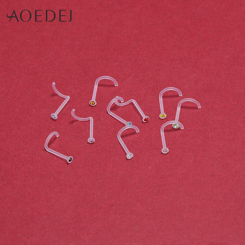 10pcs Anting Tindik Telinga / Hidung / Tubuh Bentuk Barbel Bahan Akrilik Transparan