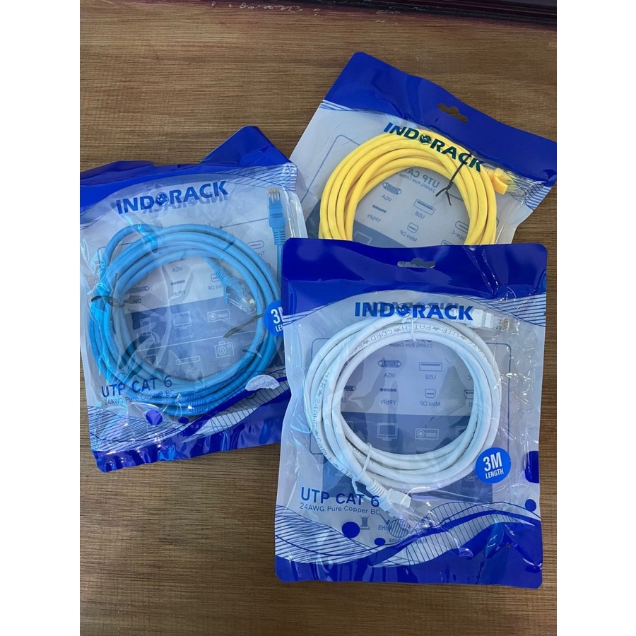 INDORACK Patch Cord CAT6 KABEL LAN Utp 3 Meter RJ45 Networking