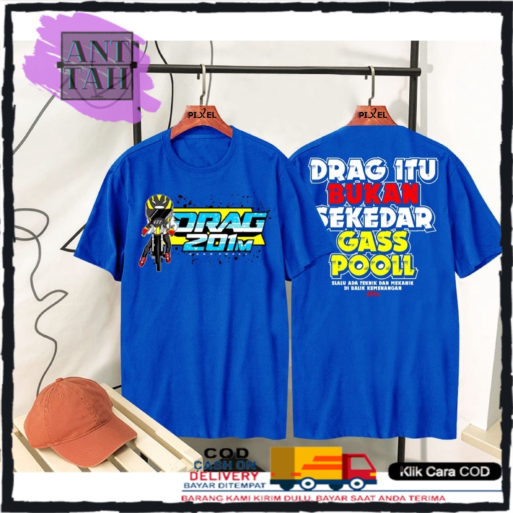 COD //BAJU KAOS DISTRO motor drag bike biru/KAOS TERBARU/KAOS TERMURAH/KAOS OBLONG/T-SHIRT