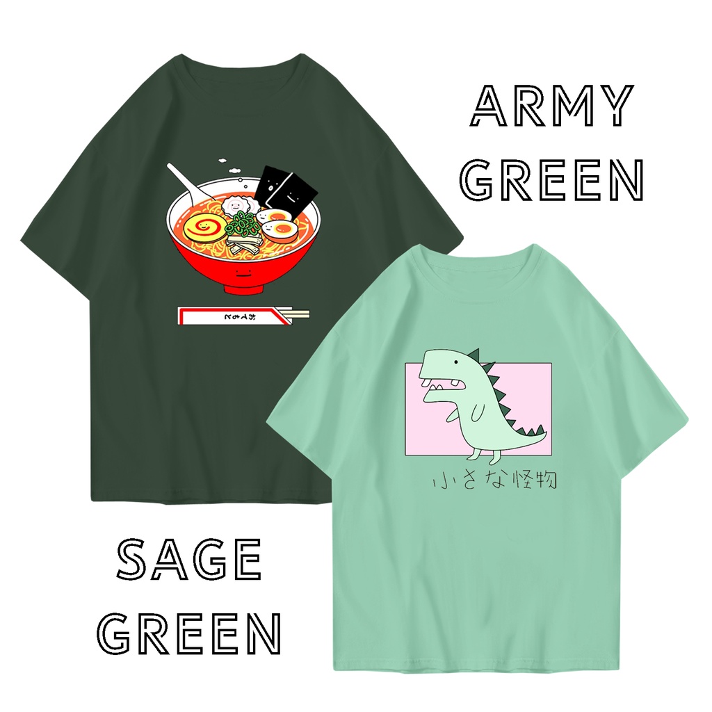 ELLIPSESINC Kaos Oversize Pria Wanita Sage Green x Army Green