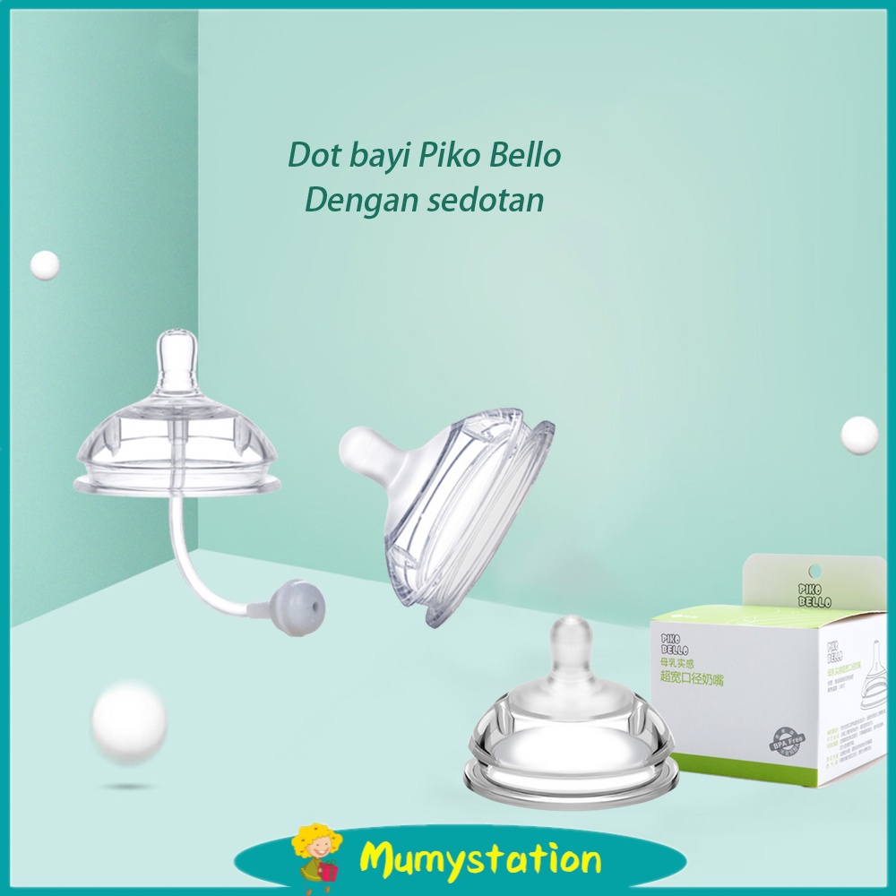 Mumystation PIKO BELLO Ganti dot botol susu leher lebar 1PCS Dengan Sedotan