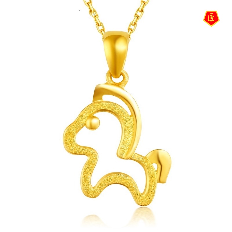 [Ready Stock]Chinese Zodiac Pendants Hollow Animal Gold Necklace Cute Simple