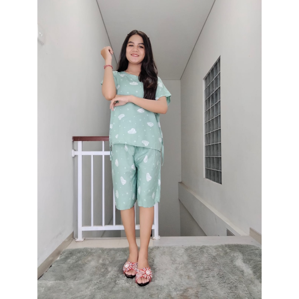 Piyama Pendek Coffee Rayon Super 03-TOSCA CLOUDY