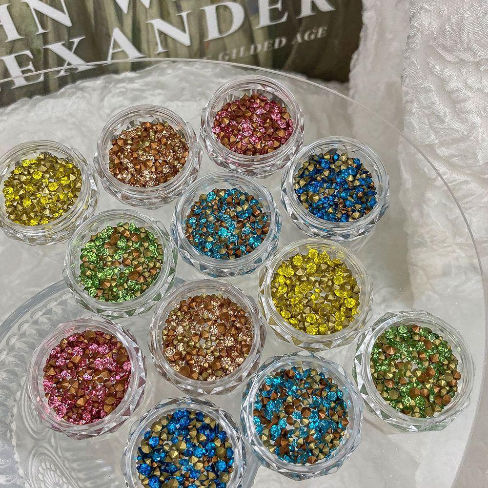 AUGUSTINA Agustina Nail Art Rhinestones Warna-Warni Fashion Hiasan Kuku Berkilau Perhiasan Kuku 3D