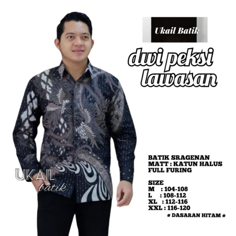 Dwi Peksi Lawasan Kemeja Batik Pria Lengan Panjang Lapis Furing Bahan Katun Halus Premium