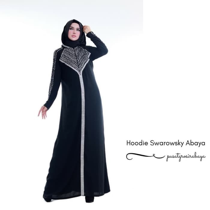 Gamis Abaya Payet Hoodie Sahrini - Putih, Xl