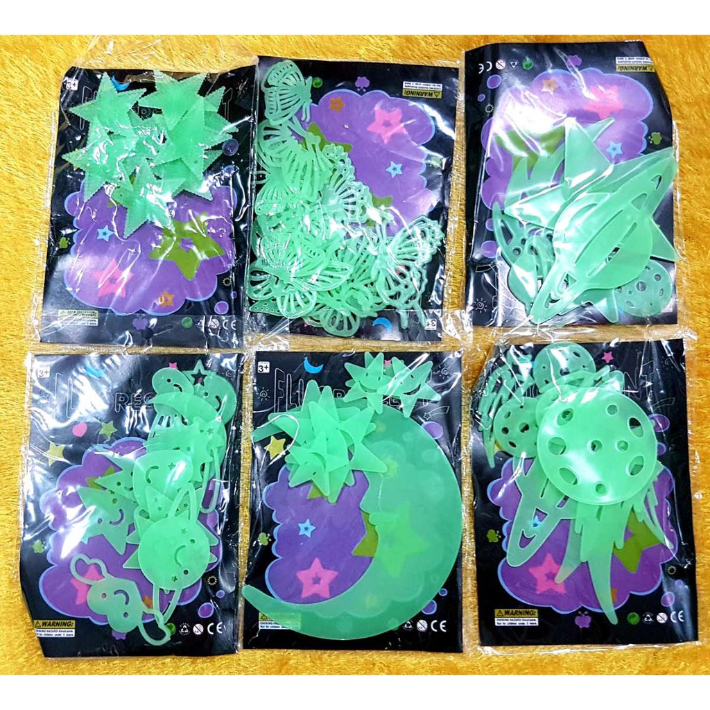 1 Bag Glow in the Dark - Hiasan Dinding Berbentuk Random