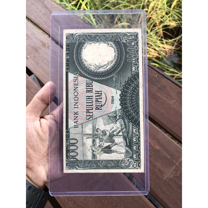 Uang Kuno 10000 Pekerja Hijau aXF Original