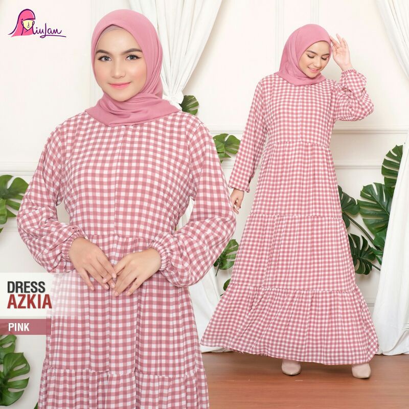 Dress Muslim AZKIA | MiuLan | Baju Busana Muslim Pakaian Gamis Wanita Dewasa Cewek Perempuan Gaun Mu